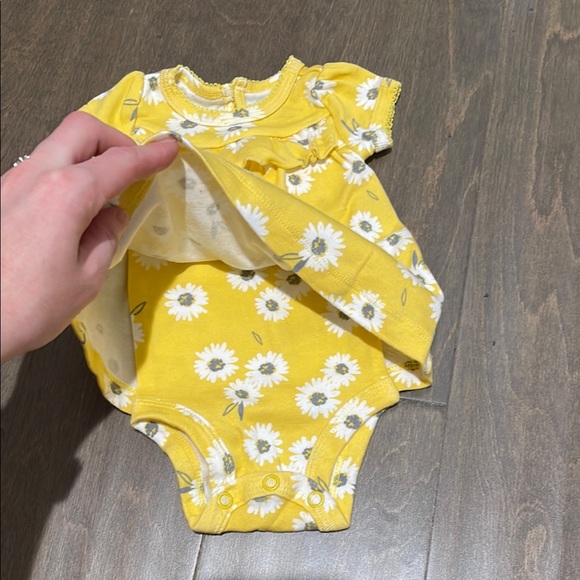 2 Carters NB Baby Dresses Yellow Floral and Pink Flamingo Baby Outfits - Picture 2 of 12